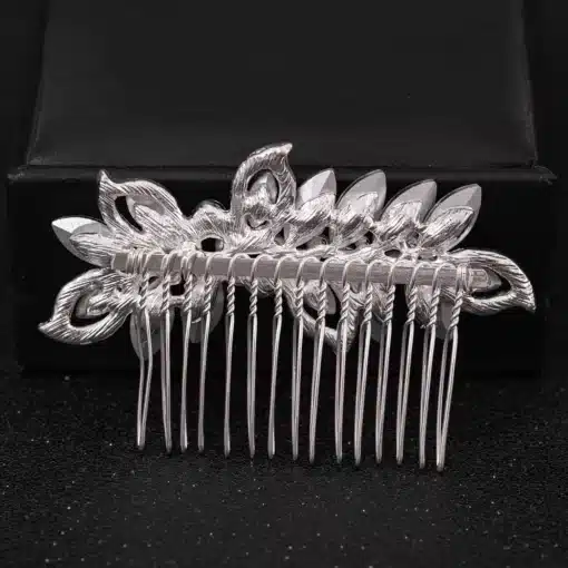 Rhinestone Hair Comb - Diamante Leaf - Image 2