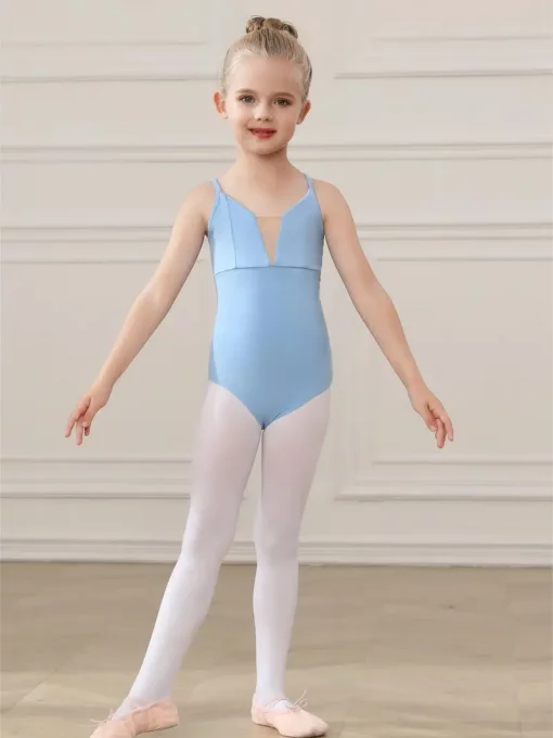 Cross Back Ballet Leotard - Baby Blue - Image 2
