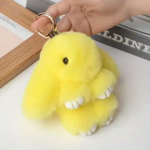 Fluffy Bunny Keyring - Yellow