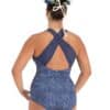 Chamomile Cross Back Leotard - Dusty Blue Floral - CHILD - Image 2