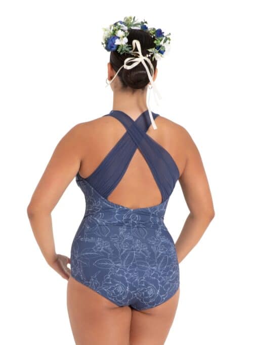 Chamomile Cross Back Leotard - Dusty Blue Floral - CHILD - Image 2