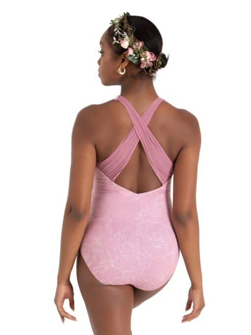 Chamomile Cross Back Leotard - Dusty Pink Floral - CHILD - Image 2