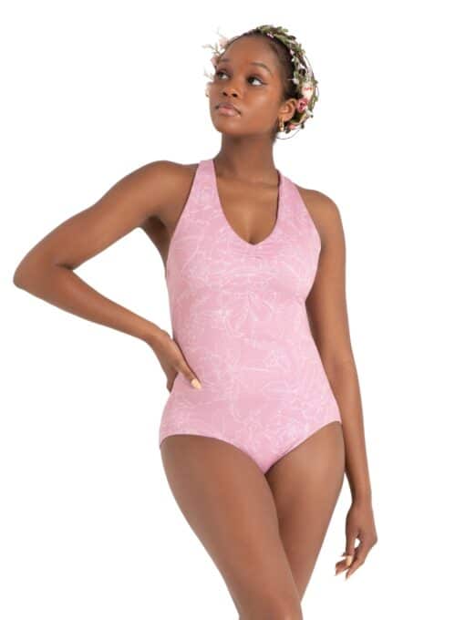 Chamomile Cross Back Leotard - Dusty Pink Floral - CHILD
