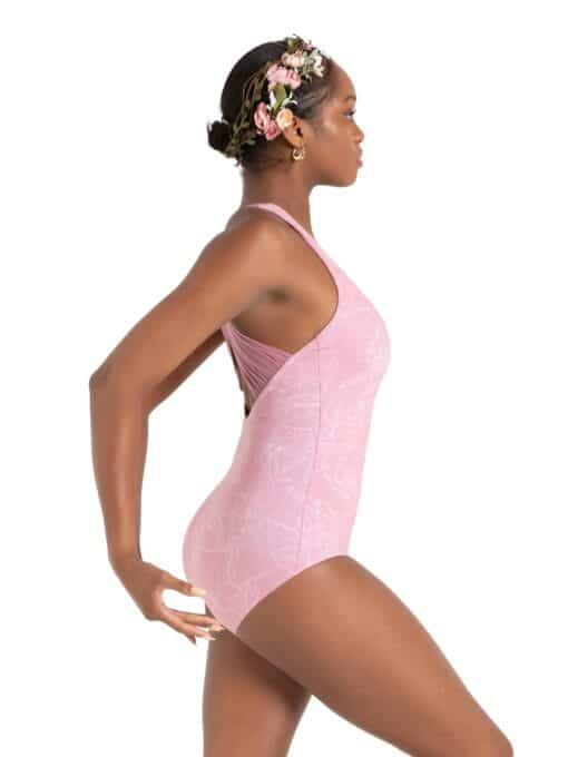 Chamomile Cross Back Leotard - Dusty Pink Floral - CHILD - Image 3