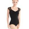 Daisy Cap Sleeve Leotard - Black - ADULT