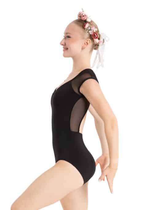 Daisy Cap Sleeve Leotard - Black - CHILD - Image 3