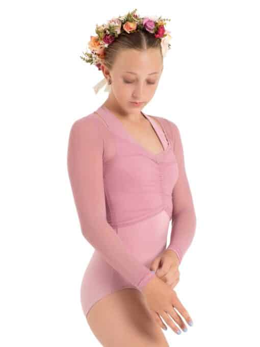 Meadow Mesh Long Sleeve Top - Dusty Pink - CHILD - Image 3