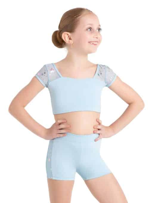 Cosmic Short Sleeve Crop Top - Blue - CHILD