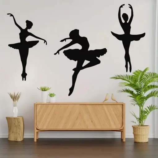 Ballerina Metal Wall Hanging - Black - Image 2