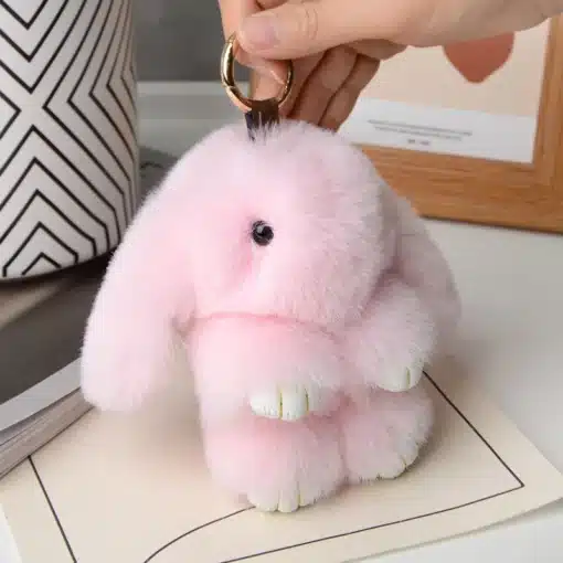 Fluffy Bunny Keyring - Candy Pink