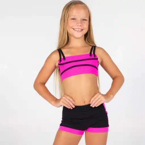 Elite Bike Short - Black/Lippy Pink - CHILD - Image 4