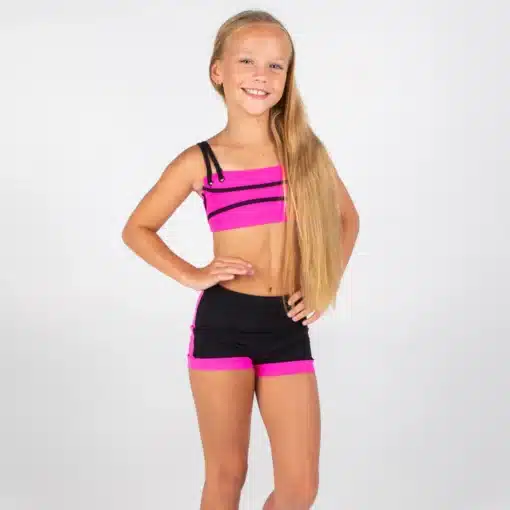 Elite Bike Short - Black/Lippy Pink - CHILD - Image 2
