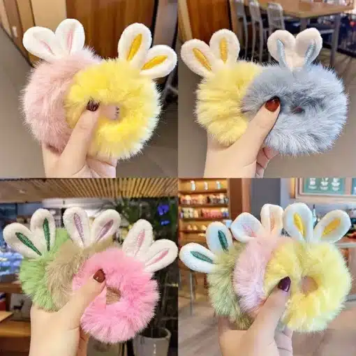 Bunny Ear Fluffy Scrunchie - Image 3