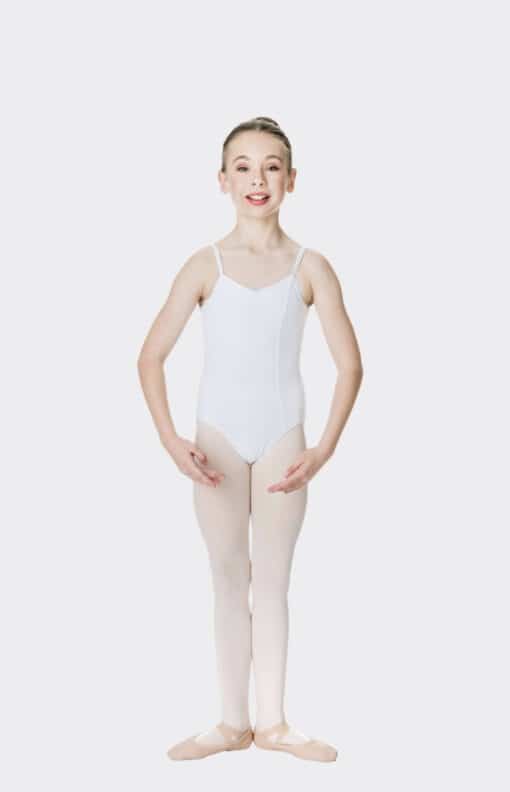 Camisole Strap Leotard - White - CHILD