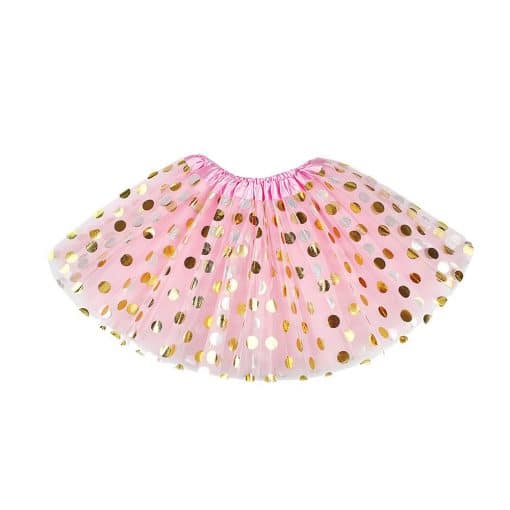 Gold Spotted Tutu Skirt - Pink - CHILD