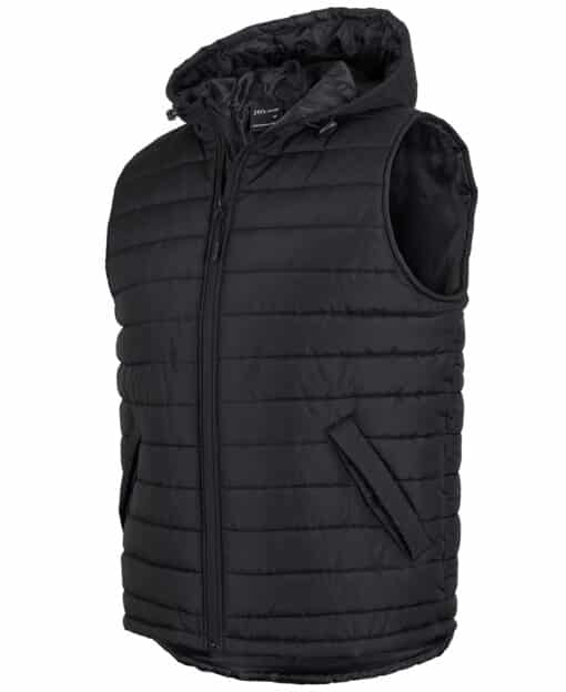 Hooded Puffer Vest - Black - ADULT