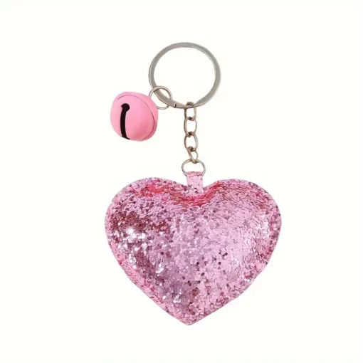 Heart Keyring - Pink Sequin - Image 3