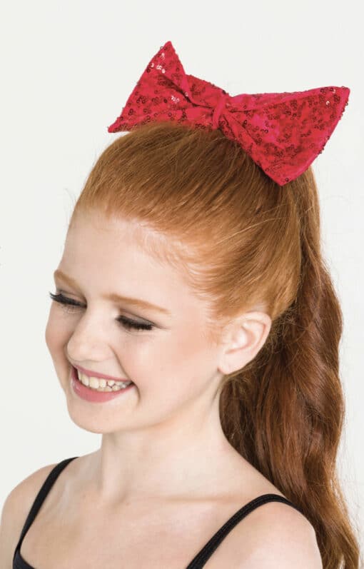 Sequin Bow - Red - SMALL