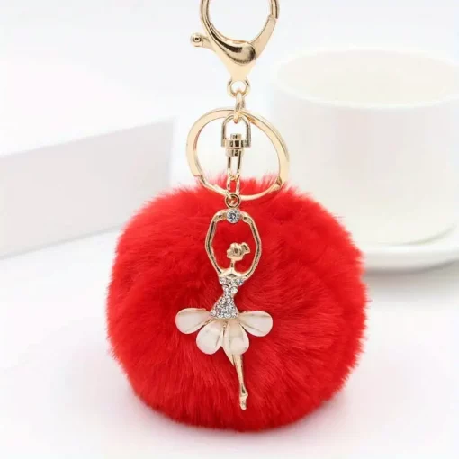 Pom Pom Keyring - Red Ballerina