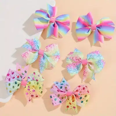 Pastel Rainbow Bow Hairclip