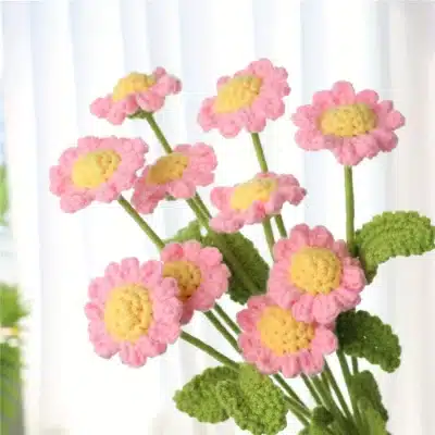 Crochet Long Stem Daisy Flowers