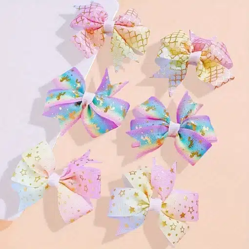 Pastel Rainbow Bow Hairclip - Image 3
