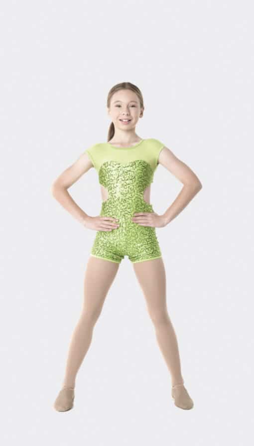 Sequin Biketard - Lime - CHILD
