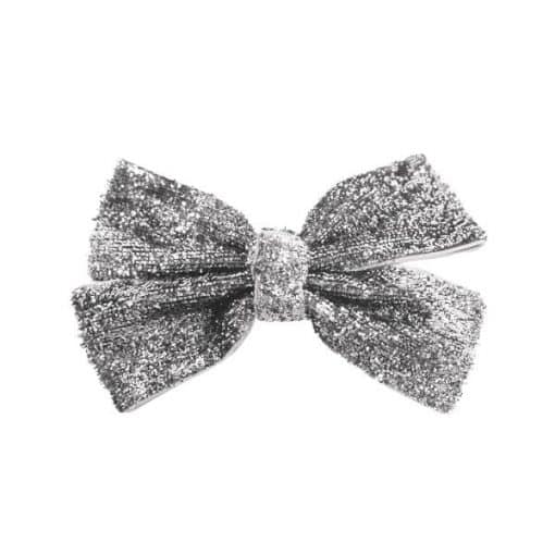 Glitter Hair Bow - Silver
