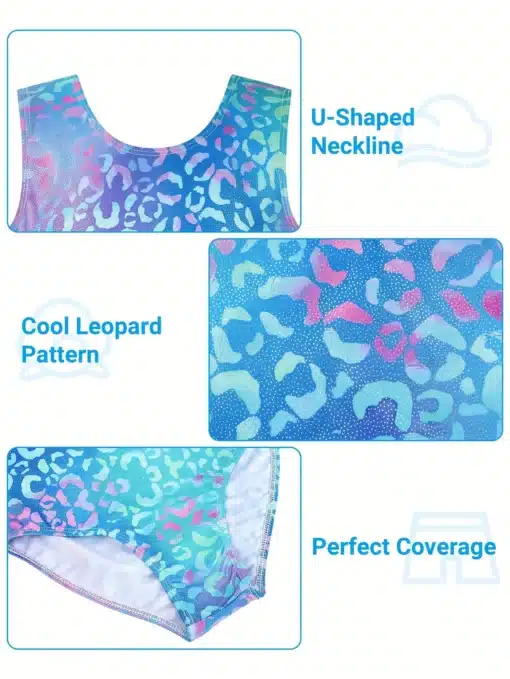 Gym Blue Leopard Leotard Set - 6yrs - Image 3