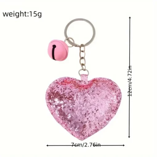 Heart Keyring - Pink Sequin - Image 2