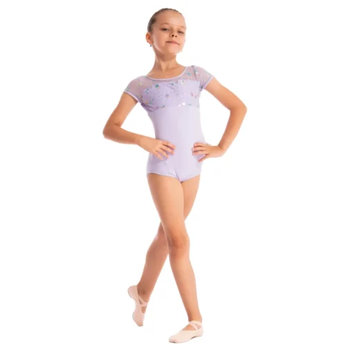 Galaxy Short Sleeve Leotard - Lavender - CHILD - Image 3