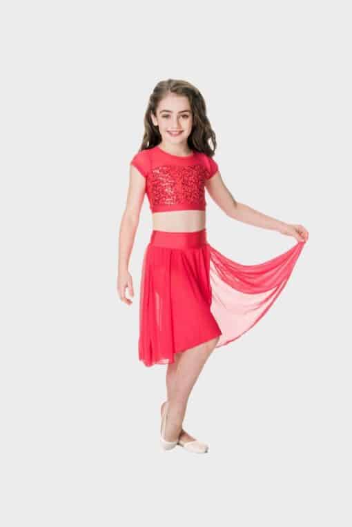 Sequin Attitude Crop Top - Red - CHILD