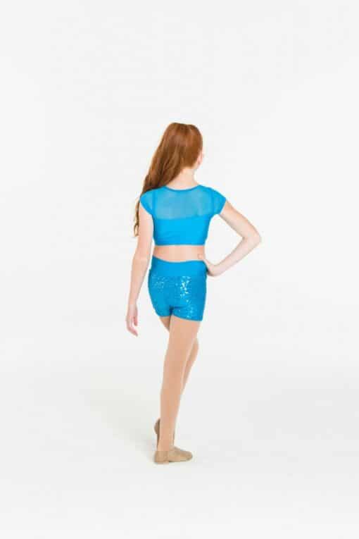 Sequin Attitude Crop Top - Turquoise - CHILD - Image 2