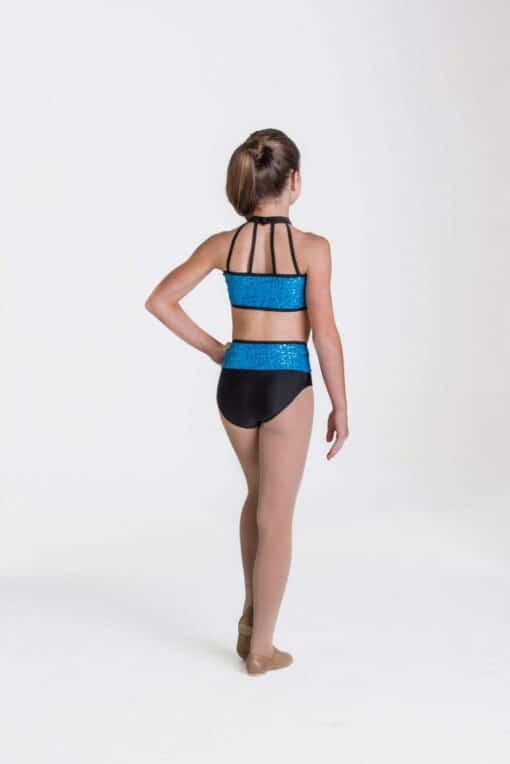 Sequin Bright Lights Halter Crop Top - Turquoise - CHILD - Image 2