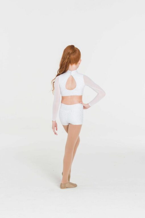 Sequin Down Town Long Sleeve Crop - White - CHILD - Image 2