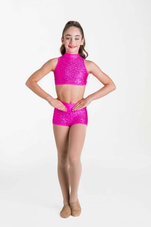 Sequin Cabaret Crop Top - Pink - ADULT