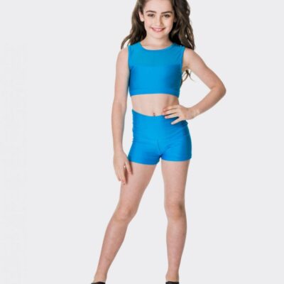 High Waisted Lycra Shorts - Turquoise - CHILD