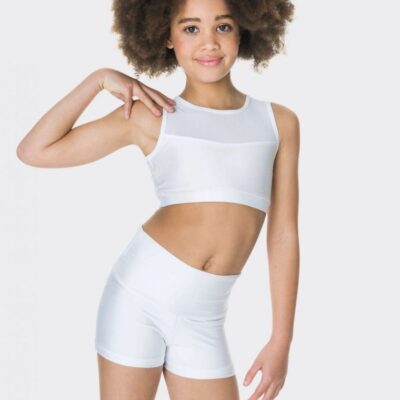 High Waisted Lycra Shorts - White - CHILD