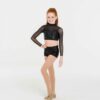 Sequin Down Town Long Sleeve Crop - Black - ADULT