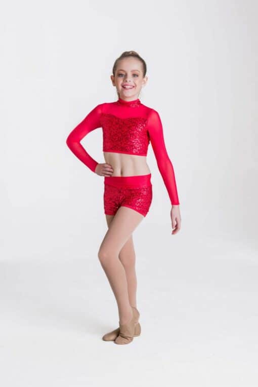 Sequin Attitude Shorts - Red - CHILD