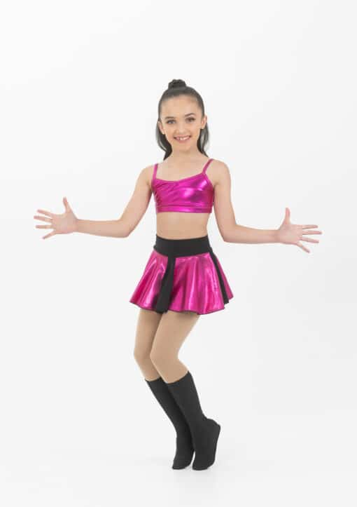 Metallic Cheer Skirt - Hot Pink - CHILD