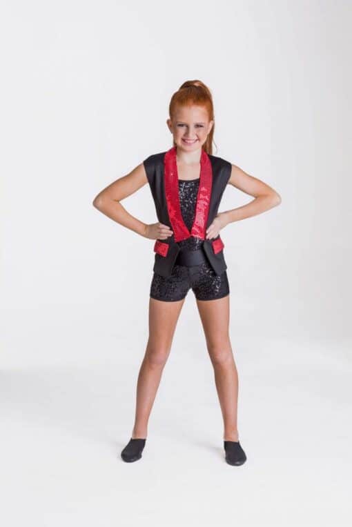 Sequin Waistcoat - Black/Red - ADULT