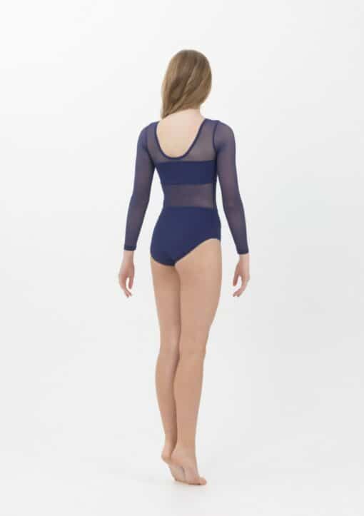 Cleo Mesh Long Sleeve Leotard - Navy - CHILD - Image 2