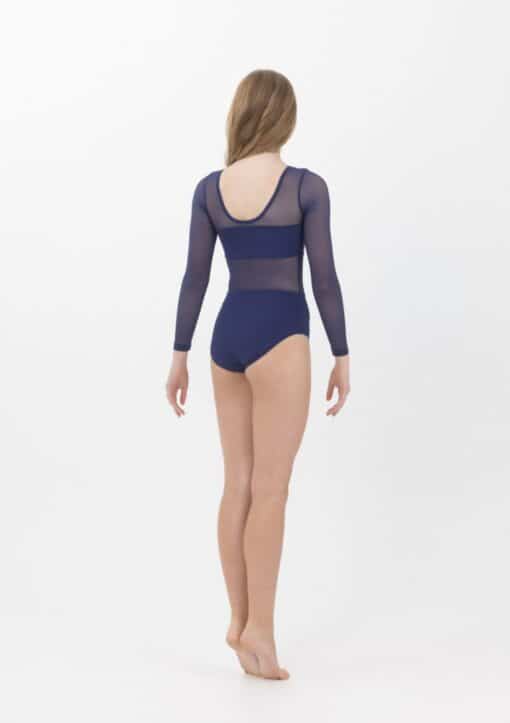 Cleo Mesh Long Sleeve Leotard - Forest Green - CHILD - Image 2