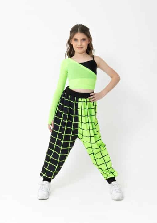 Geo Harem Pants - Neon Green/Black - ADULT