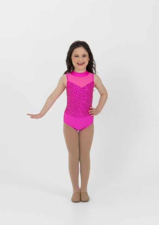 Evie Sequin Leotard - Hot Pink - ADULT