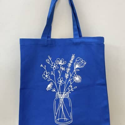 Flower Jar Canvas Tote Bag - Royal Blue
