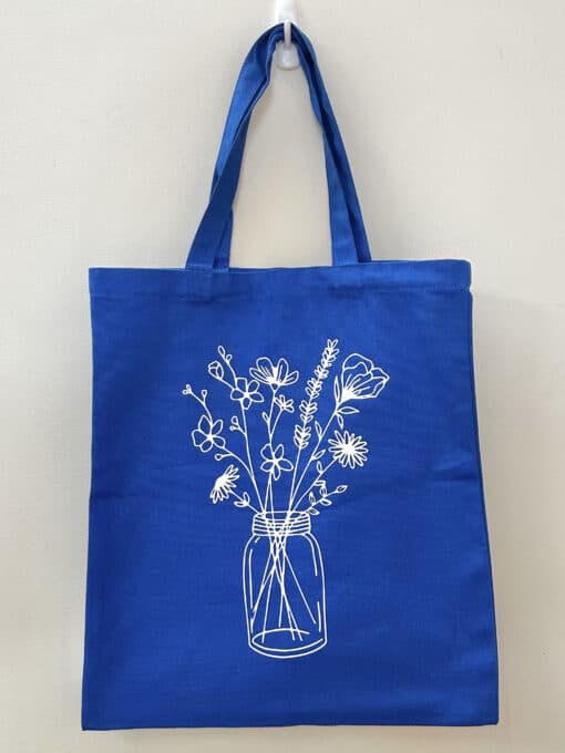 Flower Jar Canvas Tote Bag - Royal Blue