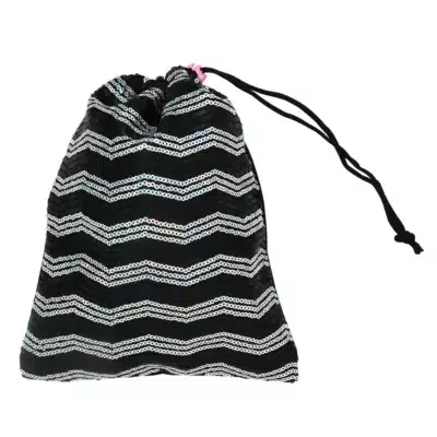 Sequin Stripes Shoe Bag - Black & Silver