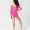 Kylie Mesh Leotard - Hot Pink - CHILD - Image 2